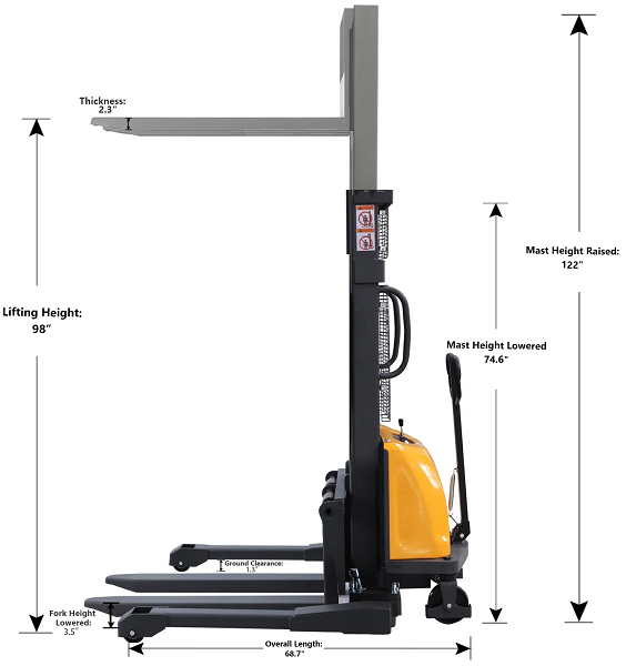 Lb Capacity Power Lift Straddle Stacker Lift